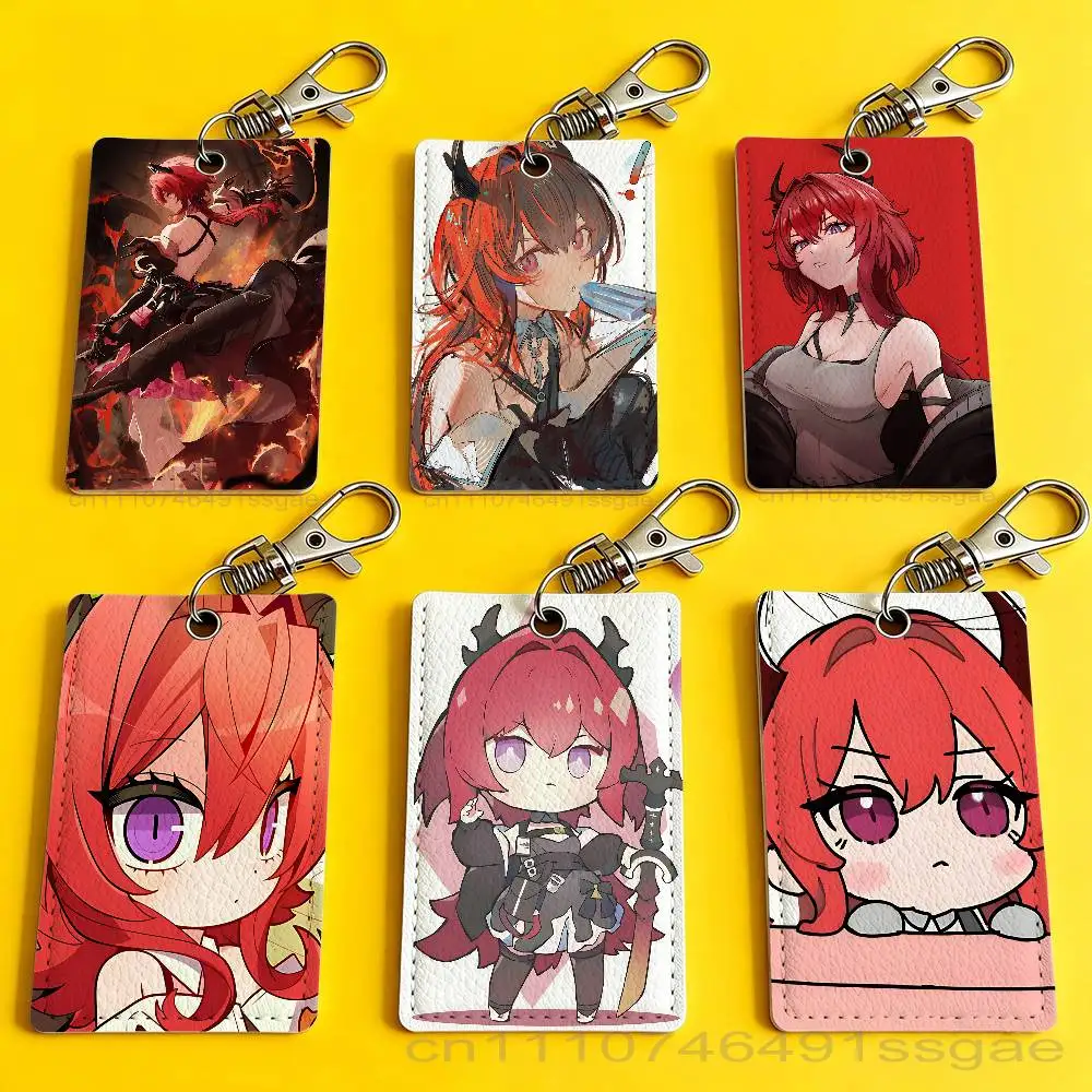 

A-Arknights Laevatainn Card Holder Men And Womenn Universal Antirust Keychain Learther Access Drop Key Tag Ring