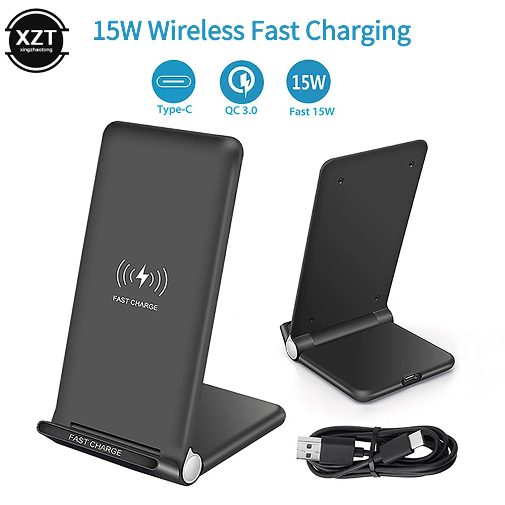 2ใน1พับที่ชาร์จแบบไร้สาย15W ที่จับโทรศัพท์มือถือที่ชาร์จแบบไร้สายใช้งานร่วมกับ10W/7.5W/5