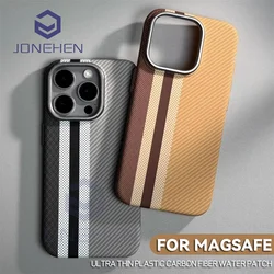 Mganetic Cloud Carbon Fibre Wireless Charge For MagSafe Case For iPhone 15 14 13 12 16 Pro Max Alloy Lens Hit Color Hard Cover