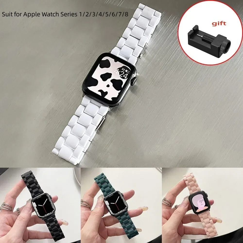 Candy Color Resin Strap For Apple Watch 40mm 42mm 44mm 45mm 49mm Sport Watch Replacement Watchband for IWatch 8 7 6 SE 5 4 3 2 1