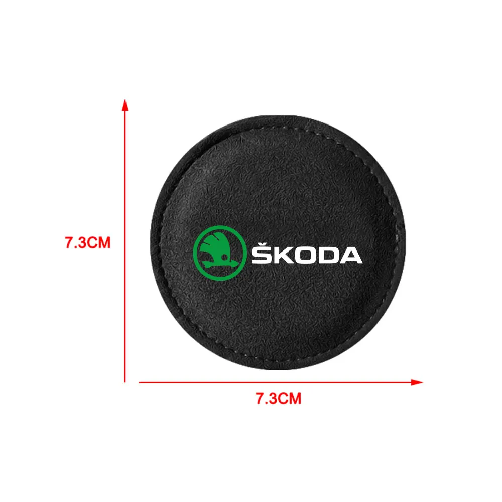 2Pc Car Fur Water Coaster Pad Anti-Slip Cushion Drink Mat For Skoda S Skoda Kodiaq Fabia Kamiq Karoq Octavia 3 A5 A7 Rapid Scala