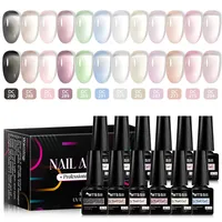 MTSSII 12Pcs/Set Jelly Transparent Gel Nail Polish Nude Pink Green Skin Color Crystal Gel Varnish Nail Art Gel Lacquer for Nails