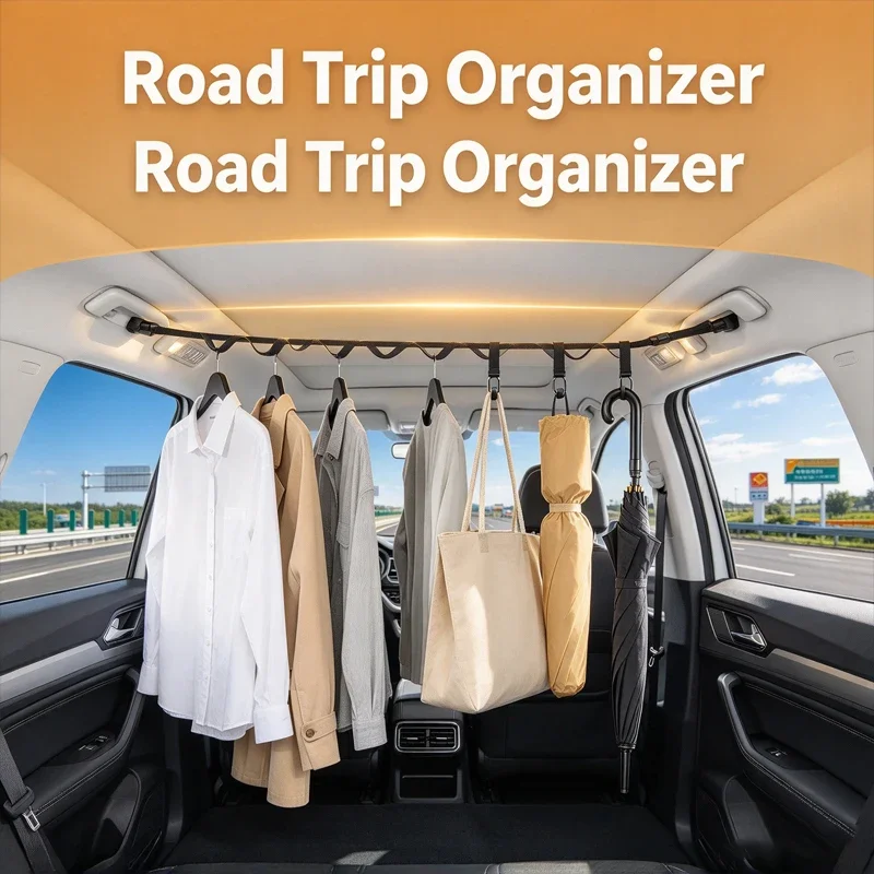 Car clothes hanger, trunk clothesline, retractable clothesline pole, rear seat clothesline rack for car use, self driving tour