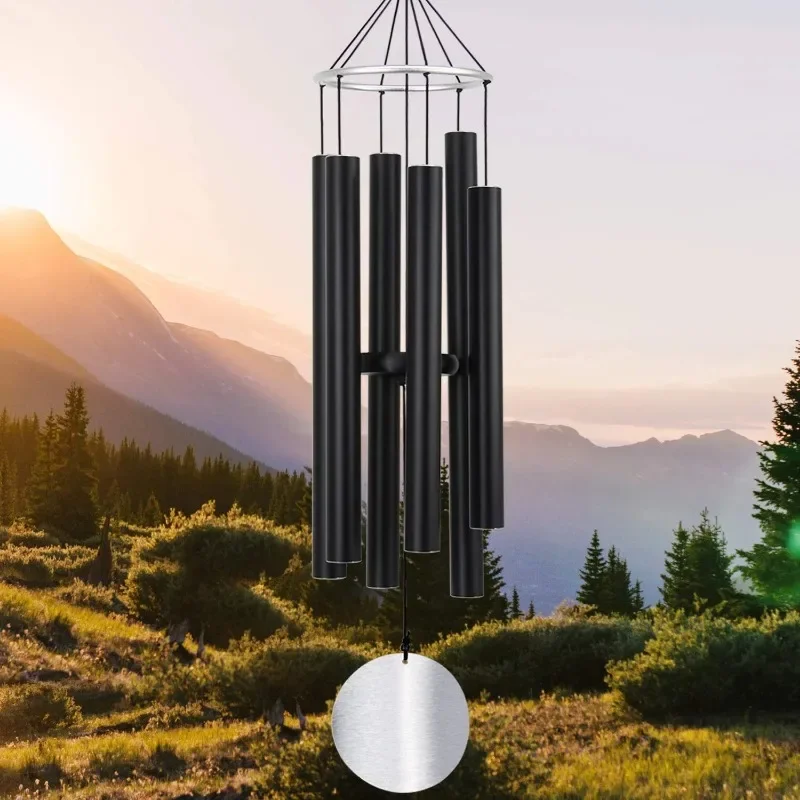 

Wind Chimes Outdoor Deep Tone, 36-inch Large Wind Chimes,Memorial Wind Chimes with 6 Aluminum Tubes Sympathy for Mom Dad,Black