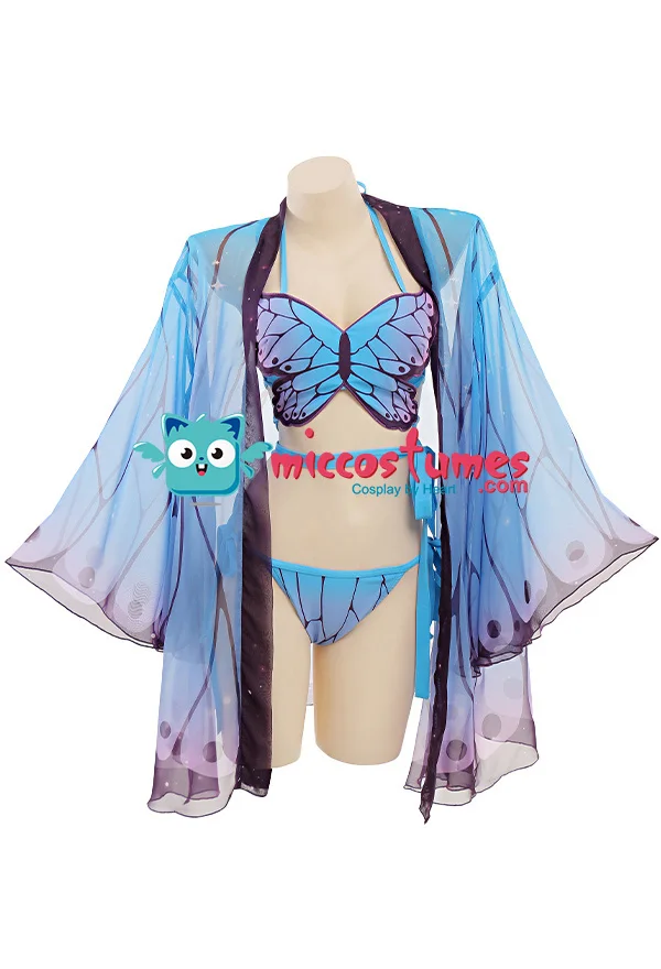 Women Butterfly Bikini Set Women Two-Piece Bathing Suit with Butterfly Cover Up Fullset