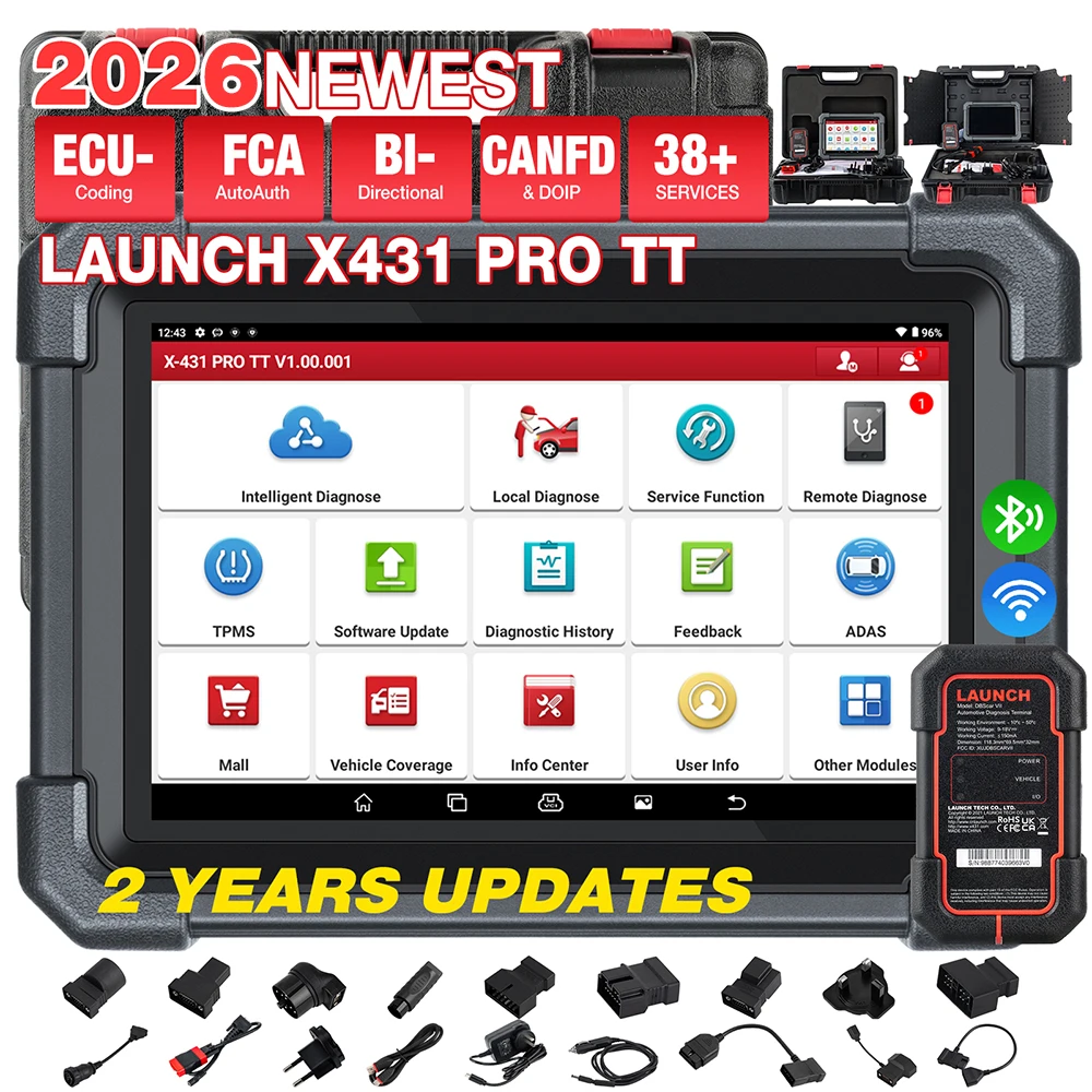 LAUNCH X431 PRO TT 8 Zoll mit DBScar VII VCI Auto-Vollsystemdiagnose CAN FD/DOIP/OBFCM Auto OBD OBD2 Scanner
