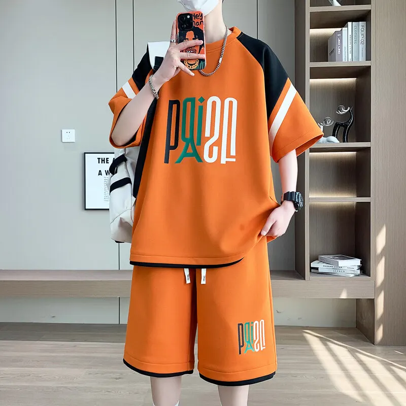 

Fashion Short Sleeve T-Shirts & Shorts Men's Sets Clothing 2025 Summer Top Tees & Pant 2 Piece Youth Streetwear Casual Tracksuit