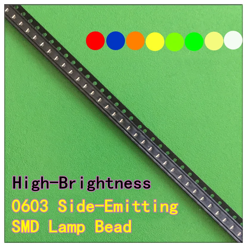 100PCS High-Brightness 0603/0602 0805/0802 1206/1204 Side-Emitting Diode LED SMD Lamp Bead Red Orange Yellow Green Pink Blue