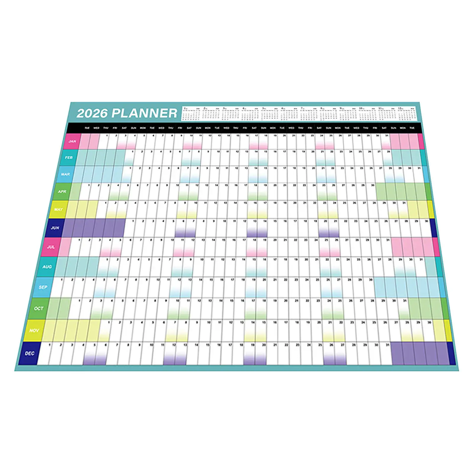 2026 Wall Planner Calendar Oversized Large Format Yearly Poster Monthly Scheduler for Home Office School Family Schedule