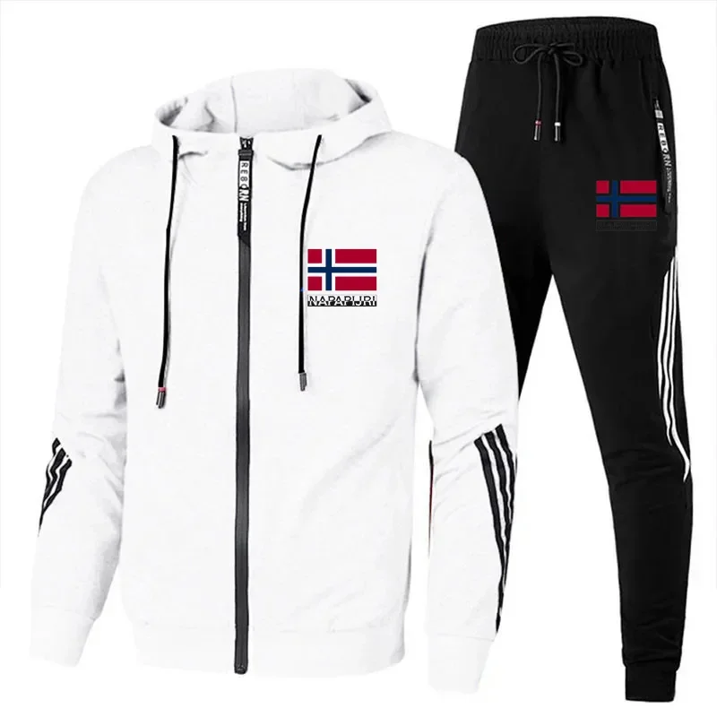 Men Tracksuits Zipper Hoodies and Pants Set Sport Brand Male Fitness Clothing Mens Triple Luxury Brand Printed Slant Hoodie