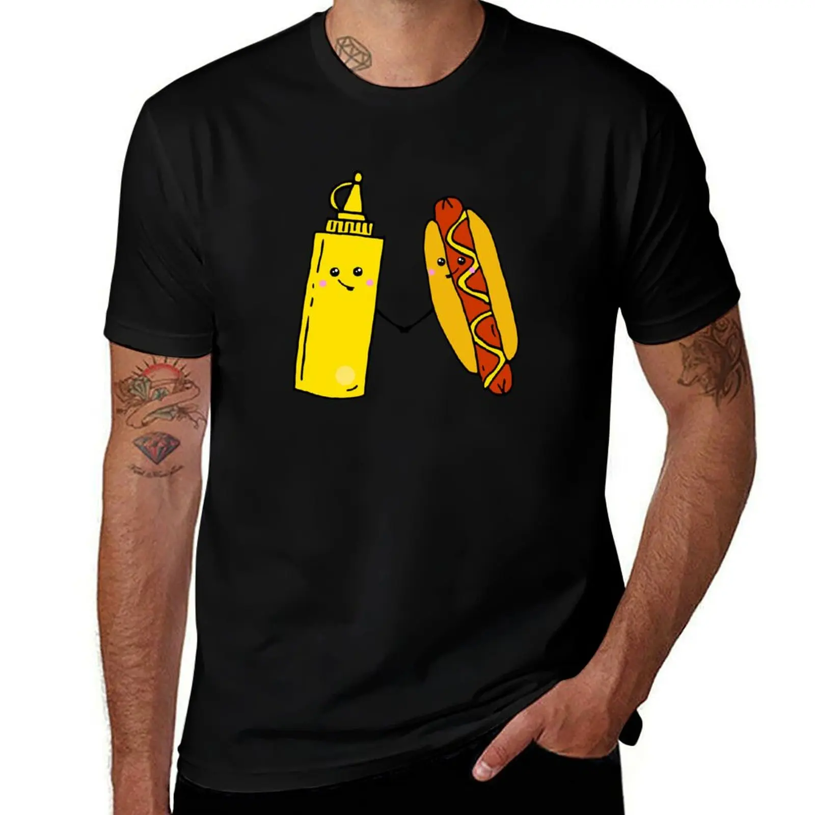 Hot Dog and Mustard Food Love T-Shirt Holiday Party for Men T-Shirt