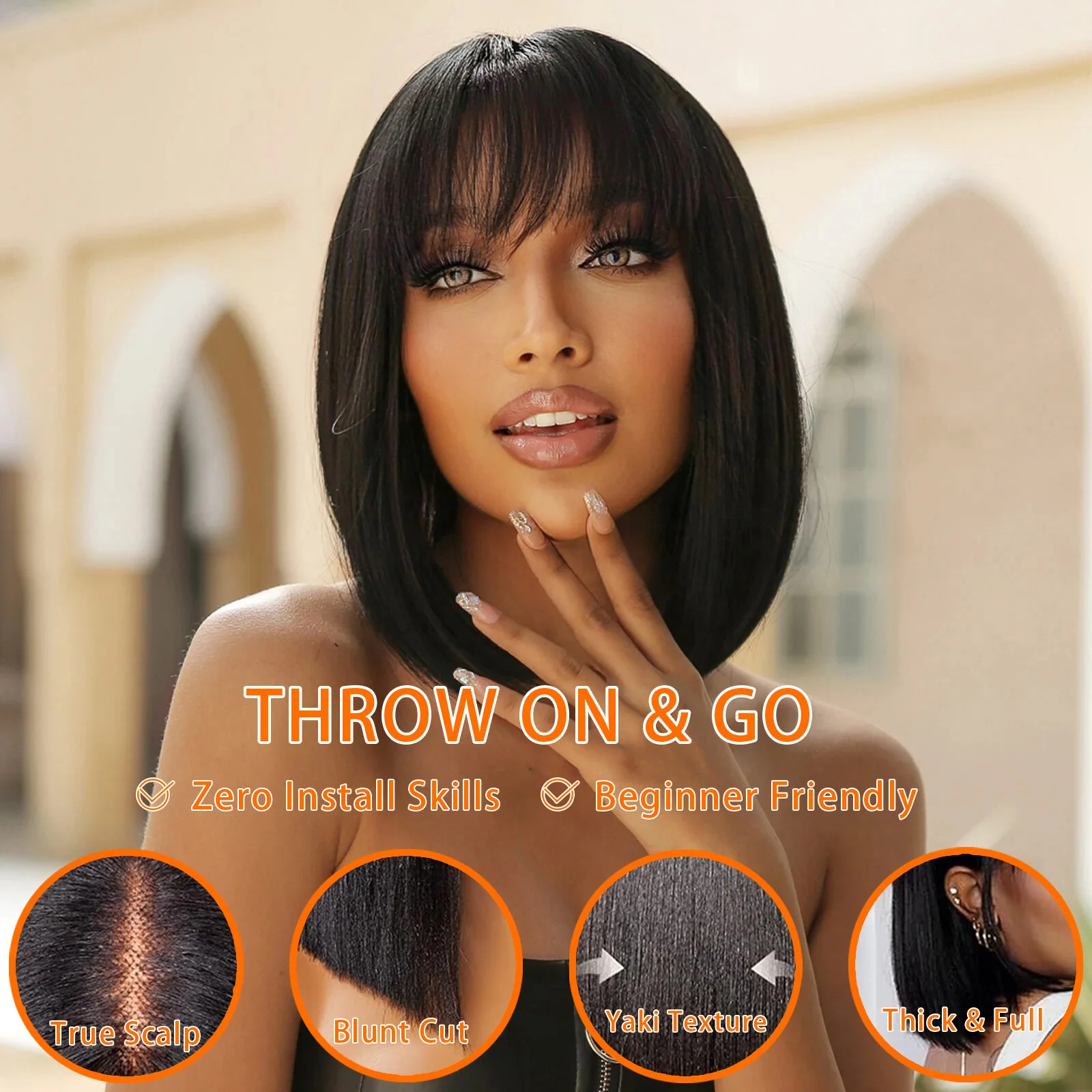 12インチ ストレートボブウィッグ 人毛ウィッグ 密度250 HDレースフロント人毛ウィッグ 前髪付き 2x1 ブラジリアンレミー クロージャーウィッグ