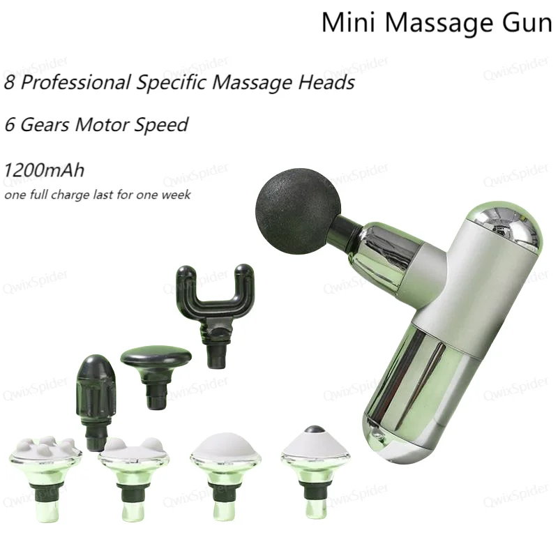 

Mini Pocket Massage Gun Dildo Long Battery Life 8 Heads 6 Gears Strong Vibration Home Appliance Fascia Gun For home and office