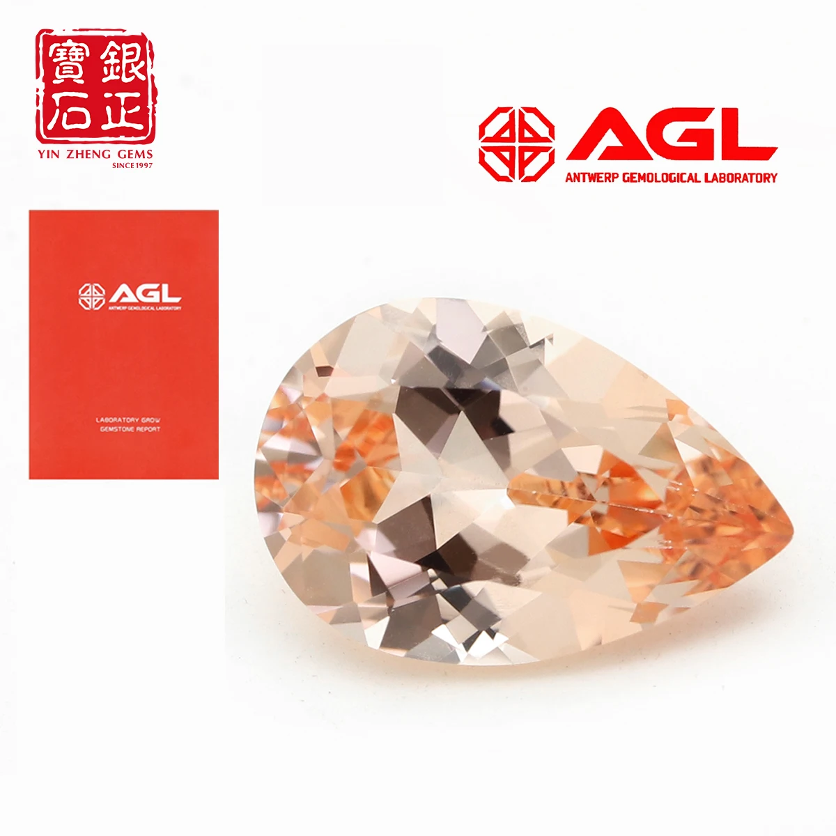 Pear Flame Melted Morgan Orange Color Sapphire Provide AGL Certificate Synthetic Cultivate Sapphire Beads For Jewelry Making