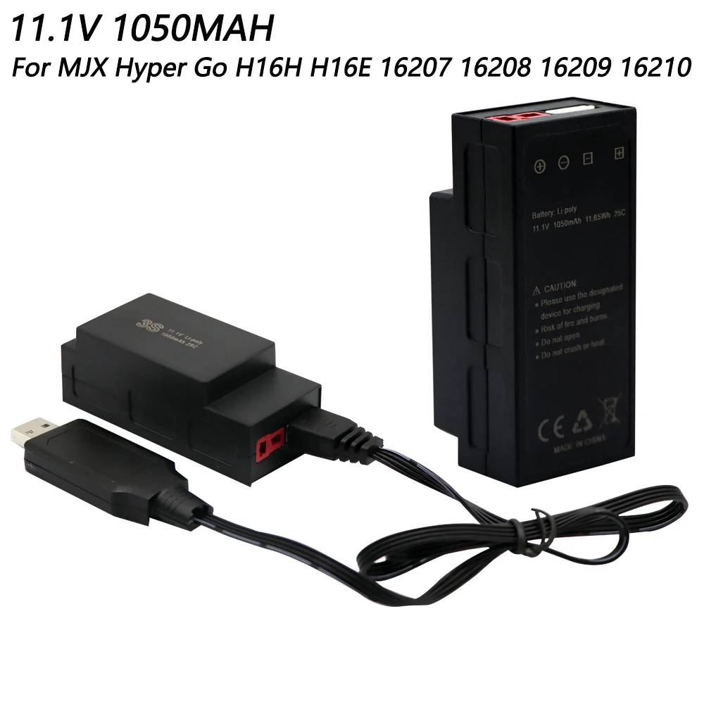 11.1V 1050mAh Lipo battery with charger For MJX Hyper Go H16H H16E 16207 16208 16209 16210 1/16 R/C truck parts original battery