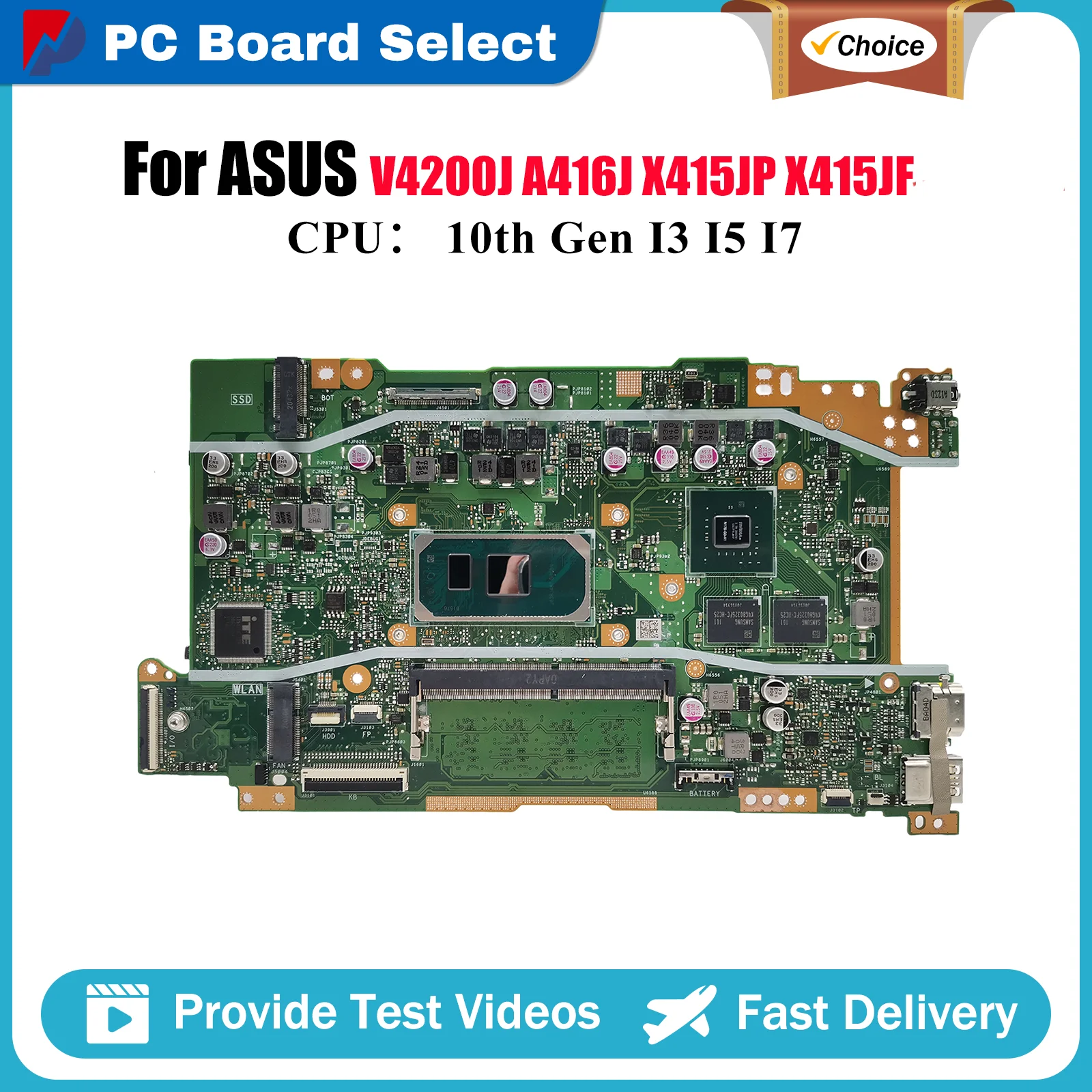 

X415JP Материнская плата для ноутбука ASUS VivoBook X415JF V4200J A416J X415J X415JP V5200J X415JAB Материнская плата с процессором I3 I5 I7 в порядке