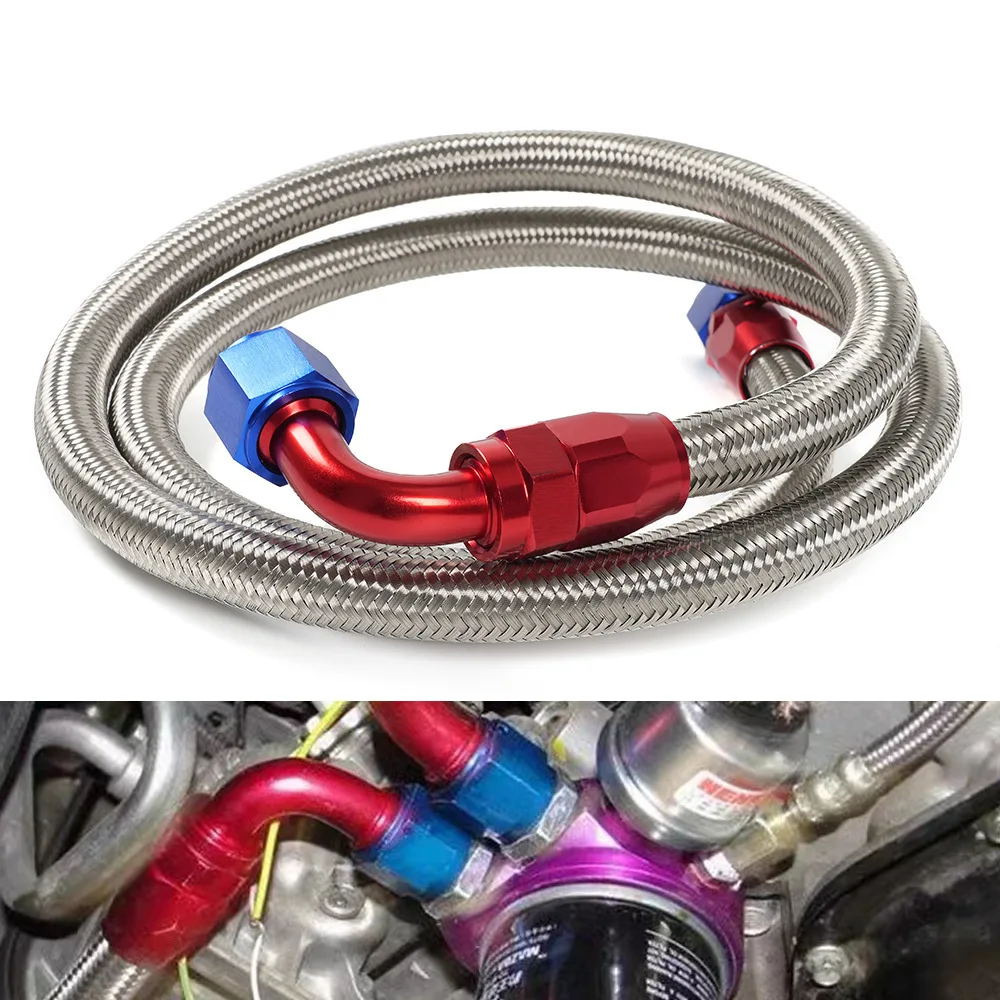 

10AN 160cm Fuel Line Stainless Steel Braided Hose Kit Universal for Racing Fuel, Gas, Coolant Fuel Pump to Carburetor Line Kit