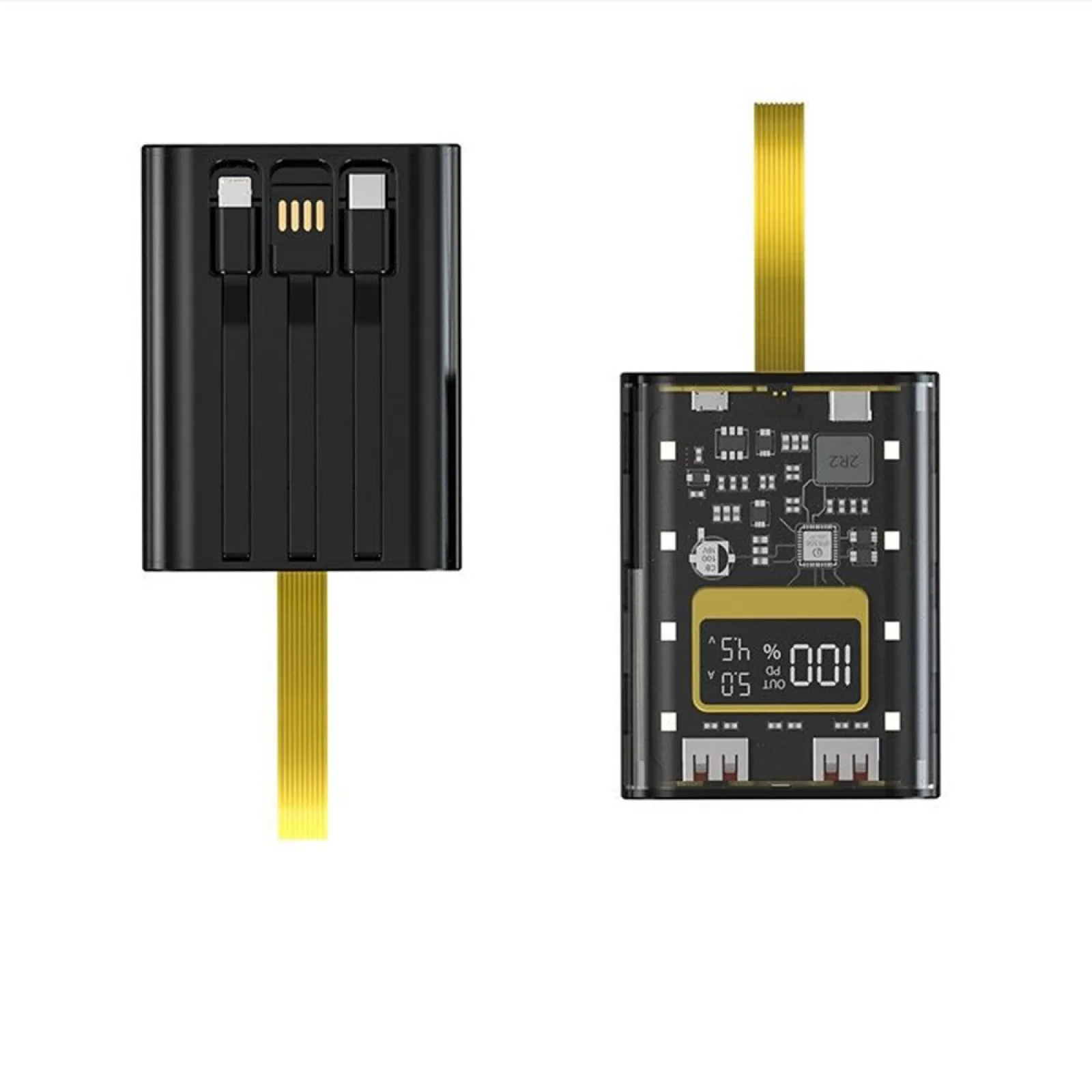 Custodia per caricabatteria 3 * 18650 Scatola per banca di potere fai-da-te Custodia per ricarica rapida PD 22,5 W con luce notturna a LED calda Guscio trasparente Doppio USB