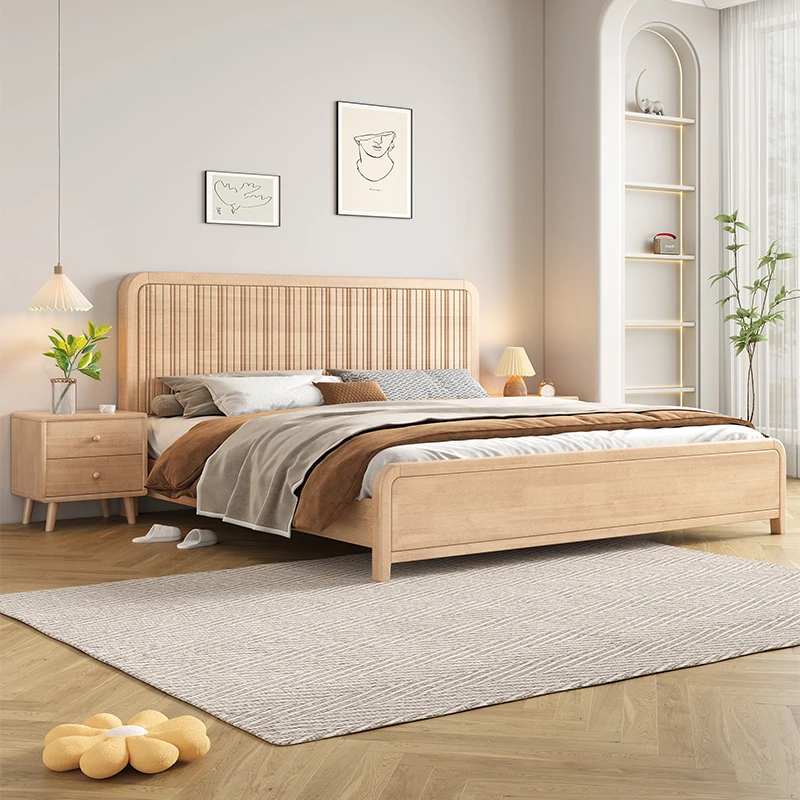 Solid Wood Bed Modern Simple Household and Small Apartment 1.8m Bedroom Double Size Bed