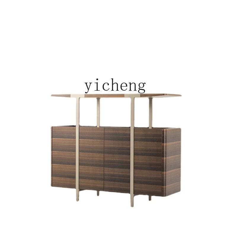 Zc Minimalist Sideboard Cabinet with Light Tea Cabinet Stainless Steel Wall Dining Room Locker