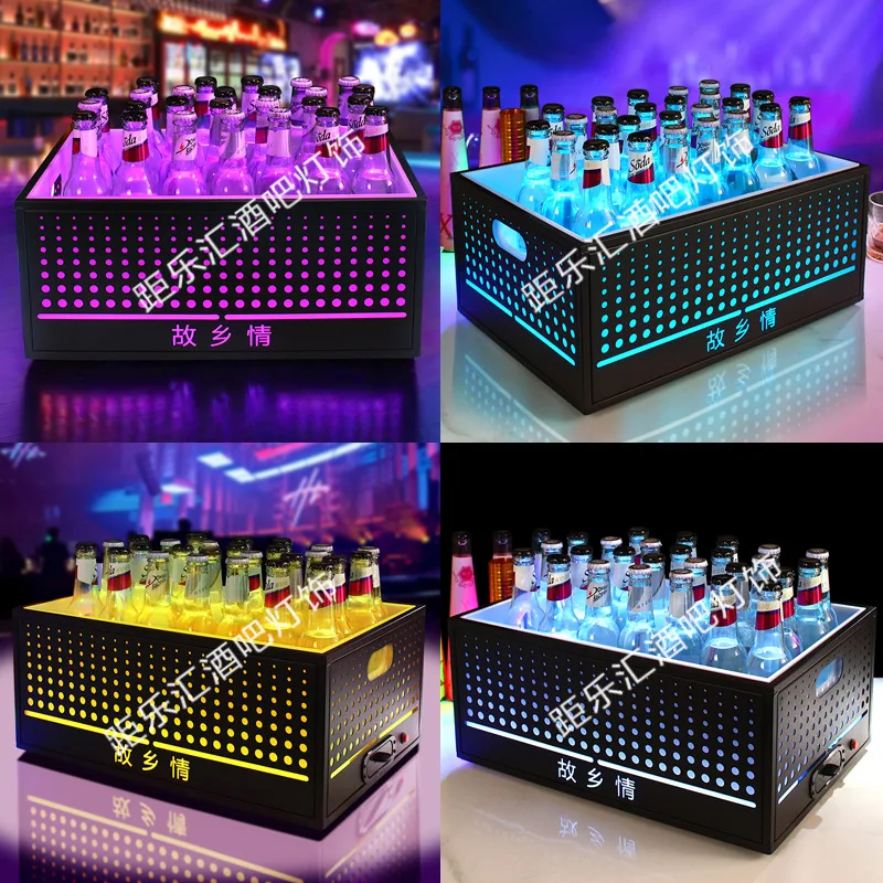 

Bar ktv luminous ice bucket wrought iron paint champagne beer frame led transparent ice pattern thickened acrylic ice bucket
