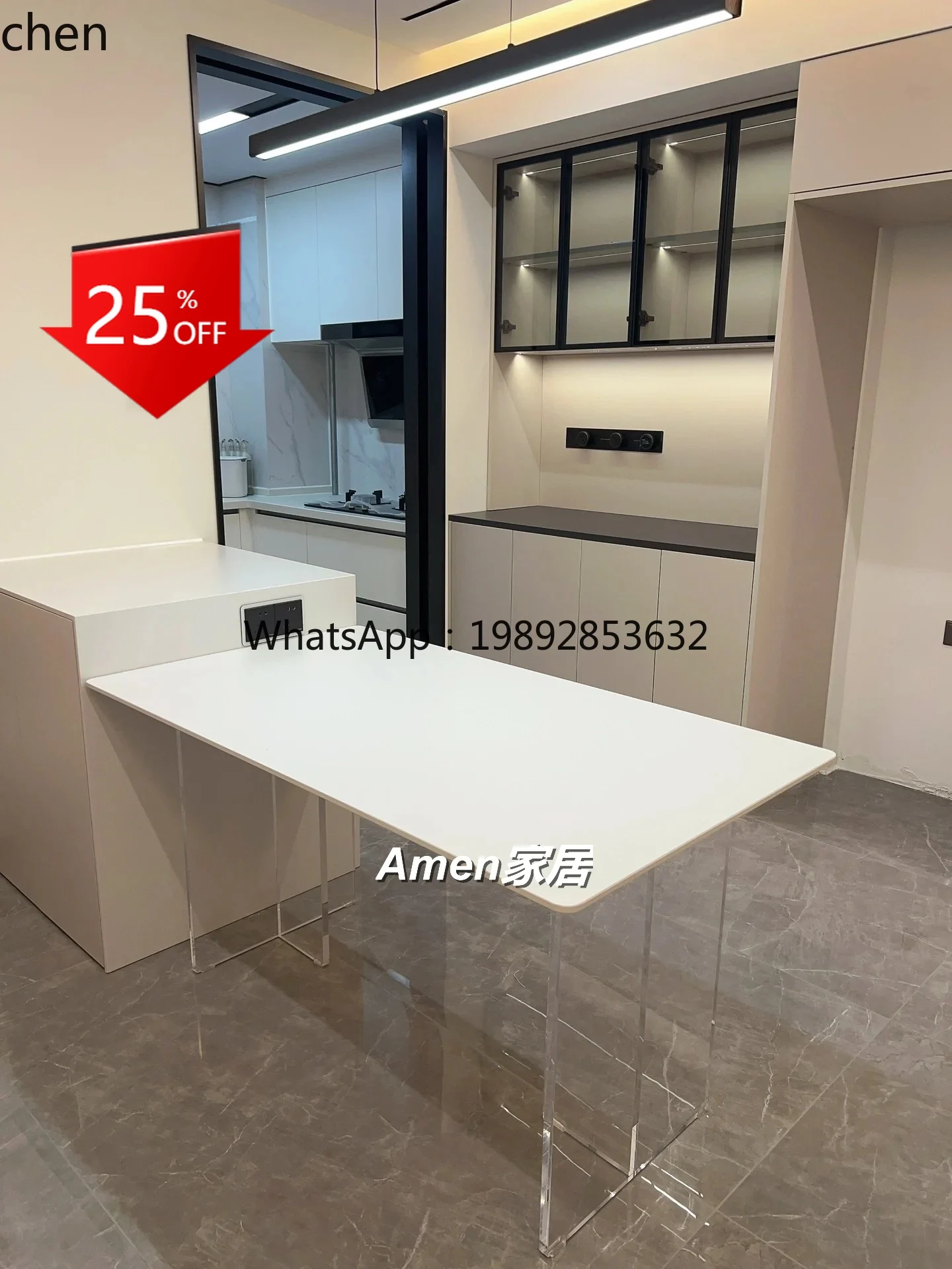 

Acrylic Floating Rock Plate Dining Table Modern Minimalist Table Rectangular Transparent Light Luxury Dining Table