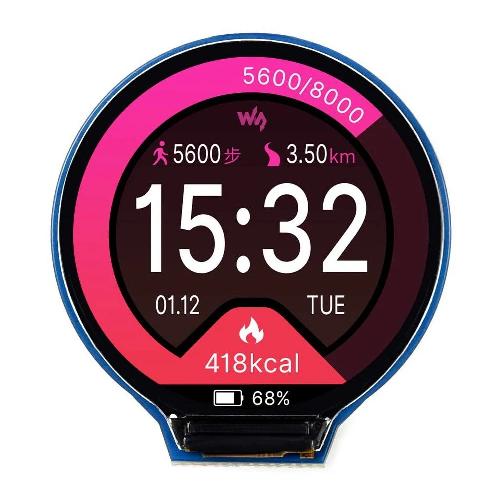 1.28Inch Round LCD Display Module 65K RGB Colors 240X240 Resolution with SPI Interface Embedded GC9A01 Driver