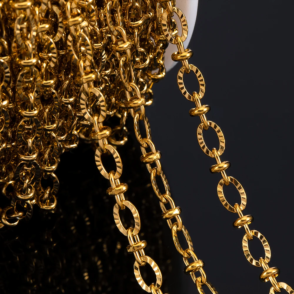 

2Meters Stainless Steel Radial Line Embossing Bracelet Necklace Chain Bulk Jewelry Making DIY Supplies
