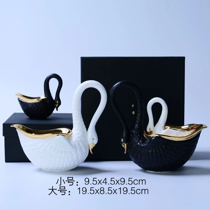 

European Bone China Coffee Cup Limori Swan Ceramic Granulated Sugar Dish Storage Box Ornaments Trinket Dish Ceramic Tray