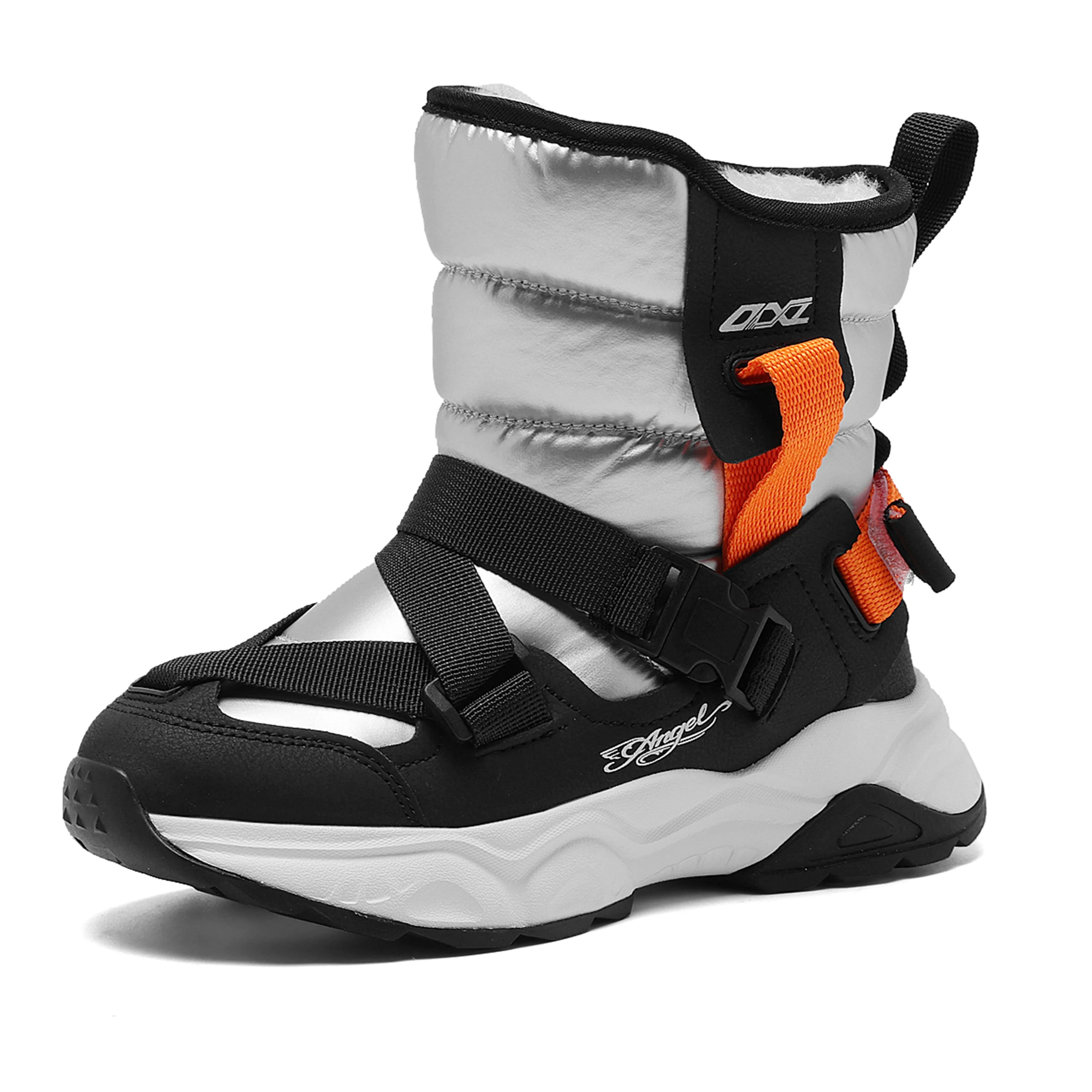 JMFCHI Kids Snow Boots Waterproof Winter Hiking Boots Warm Fur Lined Slip Resistant Outdoor Boots for Boys And Girls