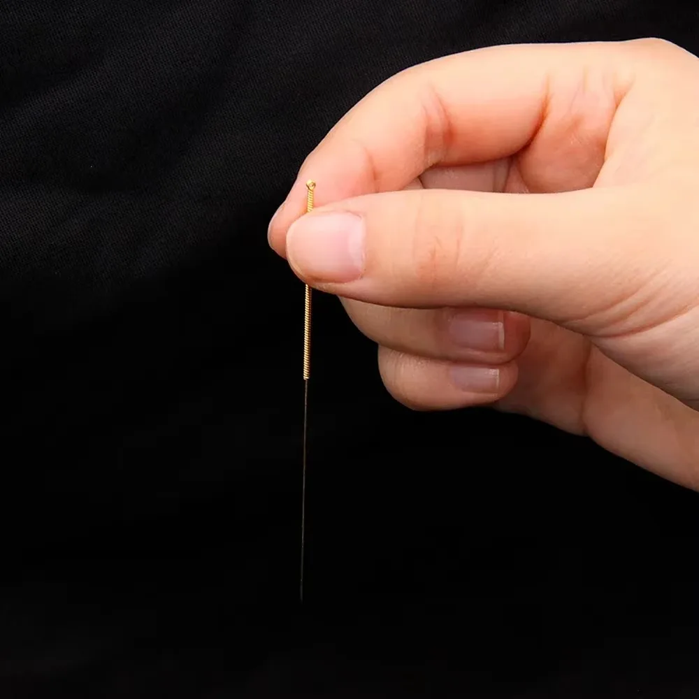 ZHONGYAN TAIHE 20PCS/1 BOX Gold Plated Acupuncture Needles with Guide Tube Disposable Ring Handle Multi-size