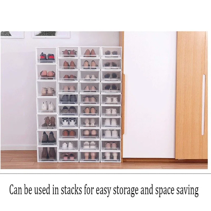 1pcs Transparent Plastic Shoes Case Thickened Drawer Case Plastic Shoe Boxes Stackable Box Shoe Organizer Shoebox