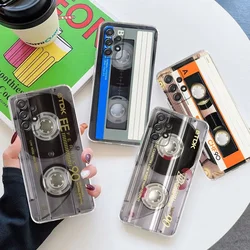 Vintage Music Tapes Cassette For Samsung Galaxy A55 Case A54 A52 A53 5G A15 A14 A13 A21S A23 A51 A34 A35 A33 A32 A72 Clear Cover