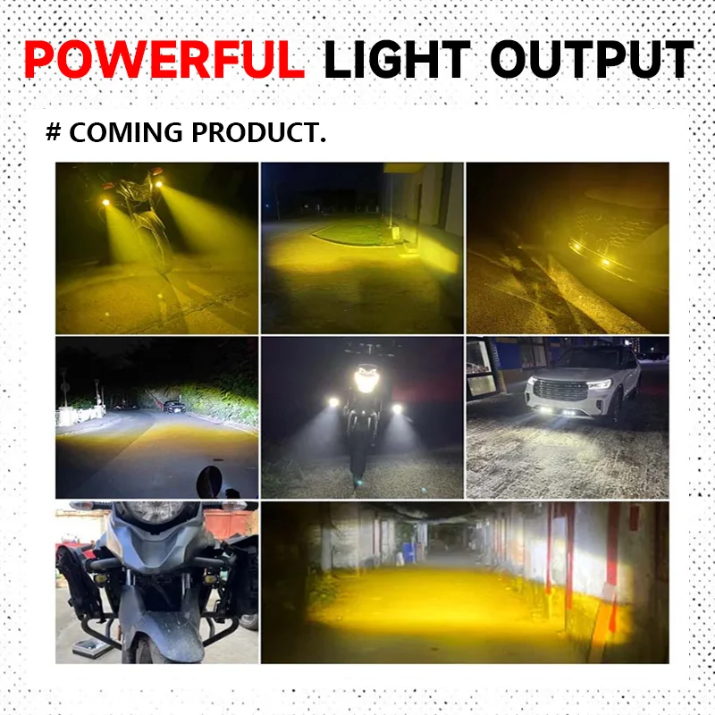 رقيقة جدا أضواء القيادة الصغيرة LED مساعد للدراجات النارية العلوي العارض عدسة ثنائية LED مصفوفة كشافات مزدوجة الألوان شعاع #3