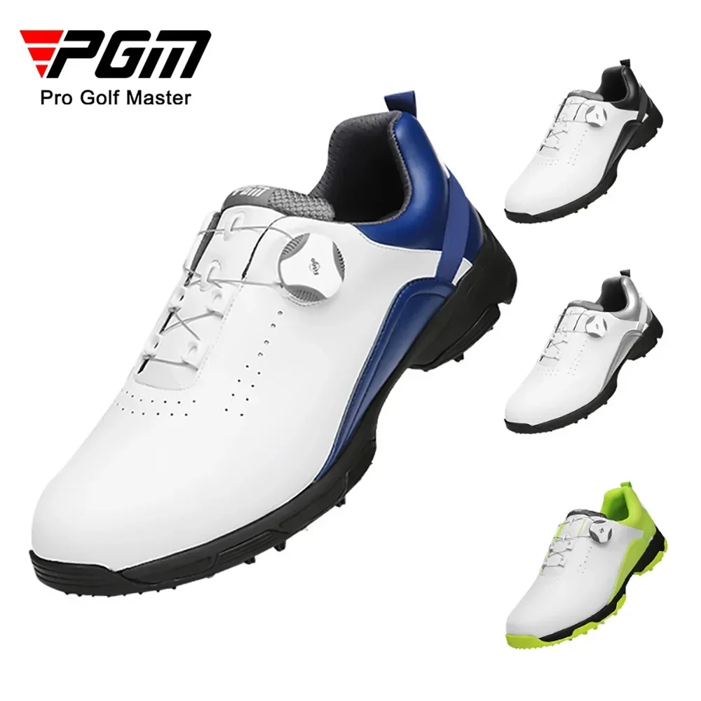 Pgm sepatu Golf pria, sneaker tahan air bernafas, latihan Fitness Golf anti selip gesper berputar