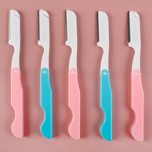 Imagen 2 del producto Cuchillo plegable para recortar cejas, cortadores de depilación con cuchilla portátil, afeitadora antiarañazos, herramientas de maquillaje, raspador Facial profesional