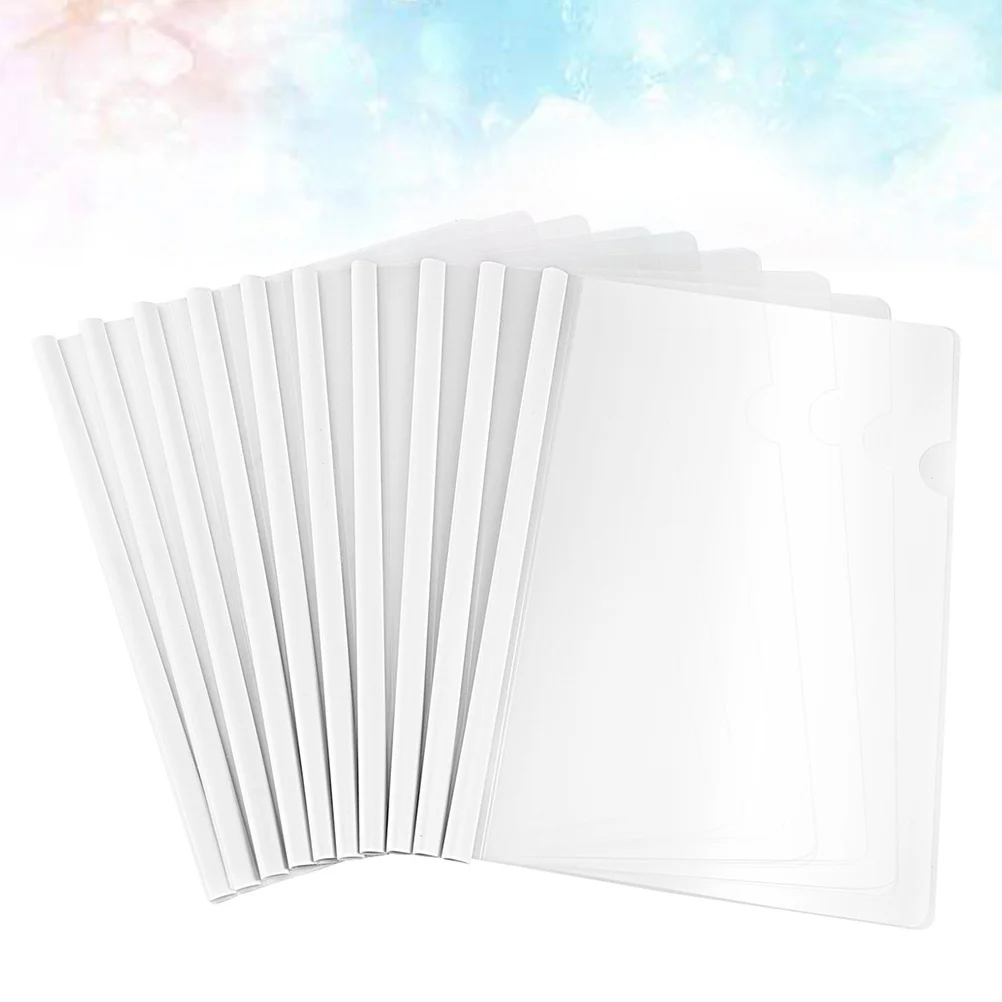 20Pcs Transparent File Folder Sliding Bar Locking A4 Paper Cover Organizer Document Holder Office Use