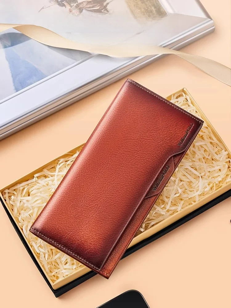 paul-2024-new-men's-long-wallet-genuine-leather-multi-card-vintage-cowhide-ultra-thin-soft-leather-high-end-card-holder-trendy