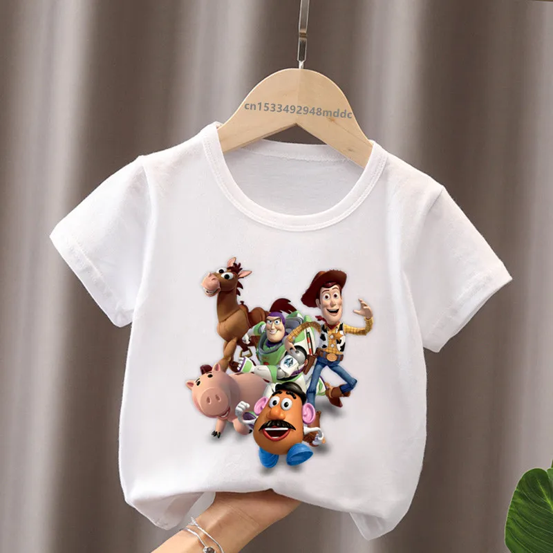 Hot Sale Toy Story Buzz Lightyear Woody Print Kids T-Shirts Girls Clothes Baby Boys Short Sleeve T shirt Summer Children Tops