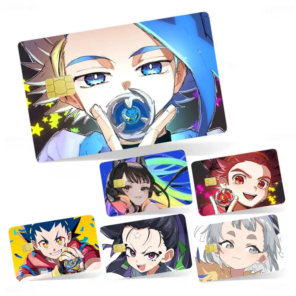 Anime B-Beyblade X 4pcs 1Set Laser Holographic Sticker Skin Cover for Credit Bank Debit Card