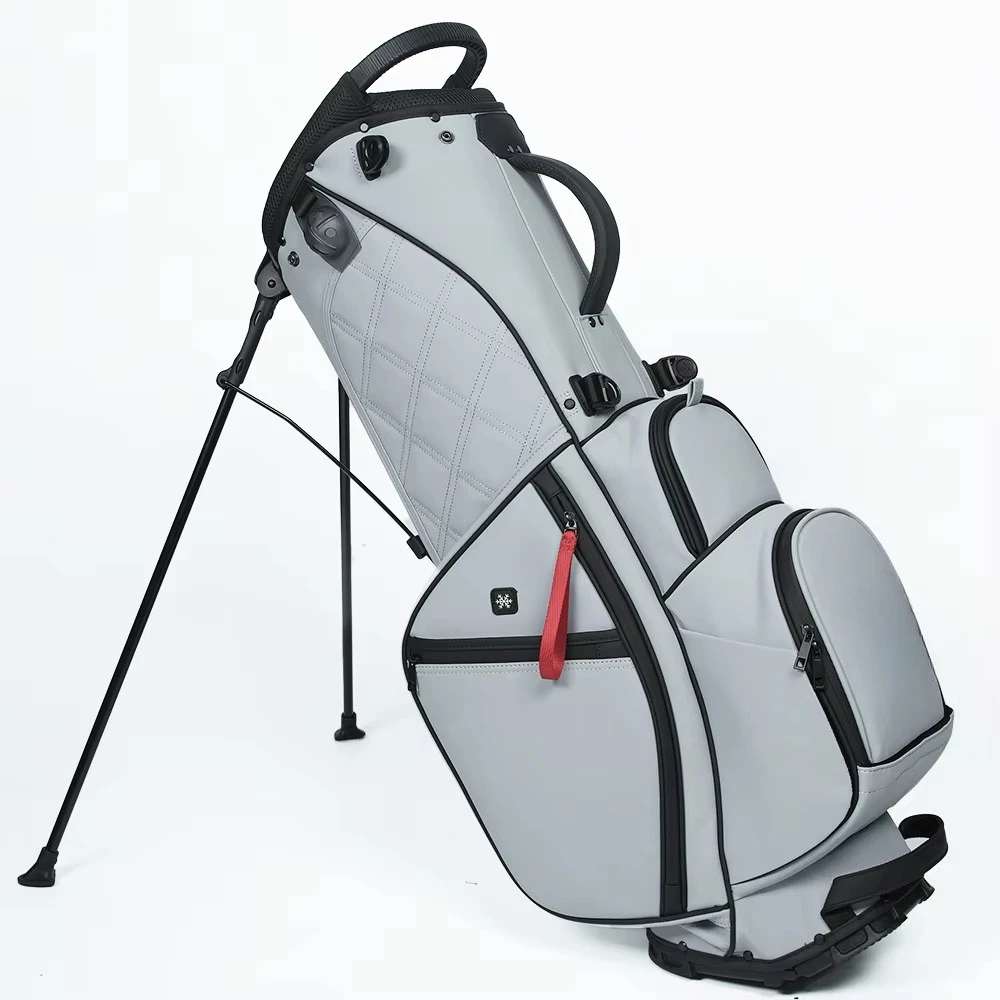 

Professional 5 Way Waterproof PU Leather Durable Polyester Golf Stand Bag Black Light Gray Golf