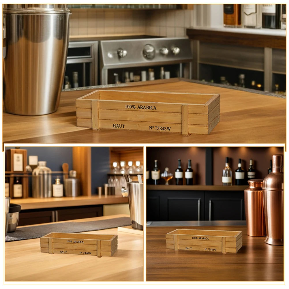 Bar Wine Tool Organizer Box Handmade Rustic Wooden Storage For Gifts Sundries Display Multifunctional Case