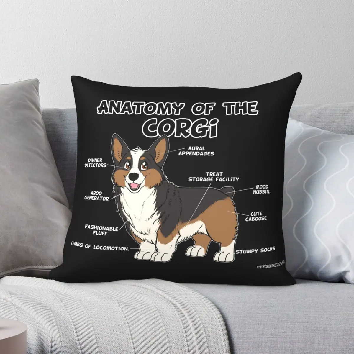 Anatomy Of The Corgi Tricolor Pillowcase Polyester Linen Velvet Creative Decorative Throw Pillow Case Home Cushion Cover 45x45