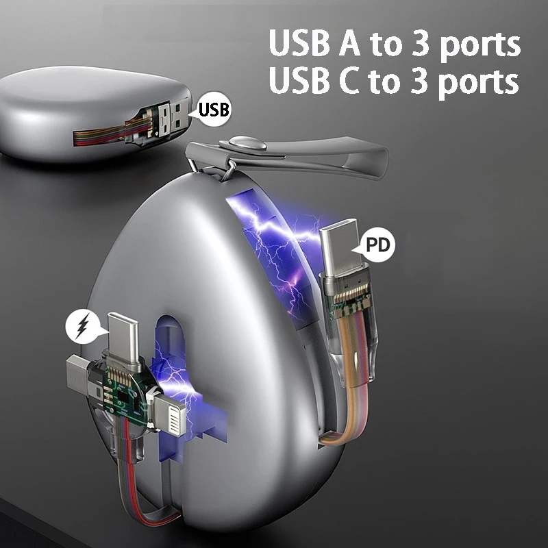 휴대폰 고속 충전 케이블, 2-3 텔레스코픽 데이터 케이블, 좋은 품질, C타입 USB C 케이블, 6 in 1, 120W