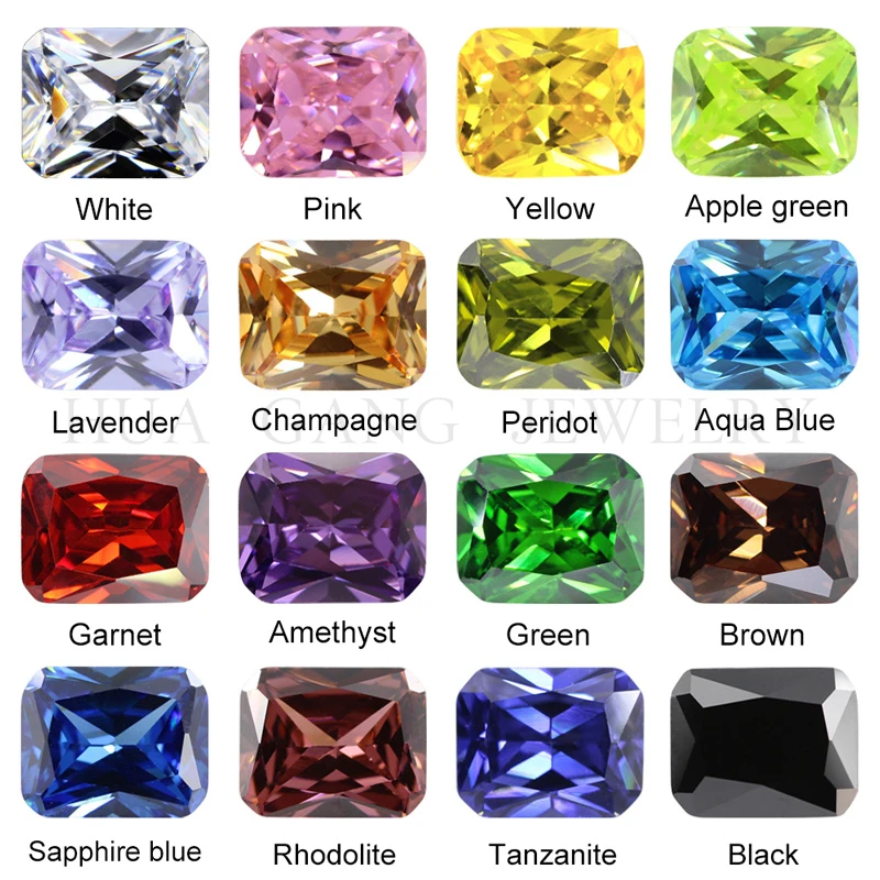 Piedra de circonia cúbica Multicolor, cuentas de gemas sintéticas CZ sueltas con forma octagonal negra y azul para joyería de 3x5 ~ 10x14mm