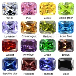 Multicolor Cubic Zirconia Stone  Black Blue Octagon Shape Cut Loose CZ Synthetic Gems Beads For Jewelry 3x5~10x14mm