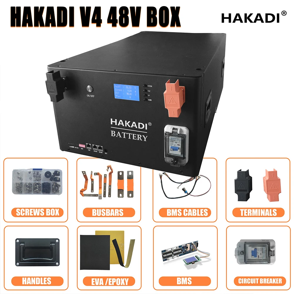 

EU Warehouse LiFePO4 Battery Case DIY 48V 16S 100A 200A JK BMS Batteries Box For DIY Kit EVE CATL 230Ah/280Ah/310Ah