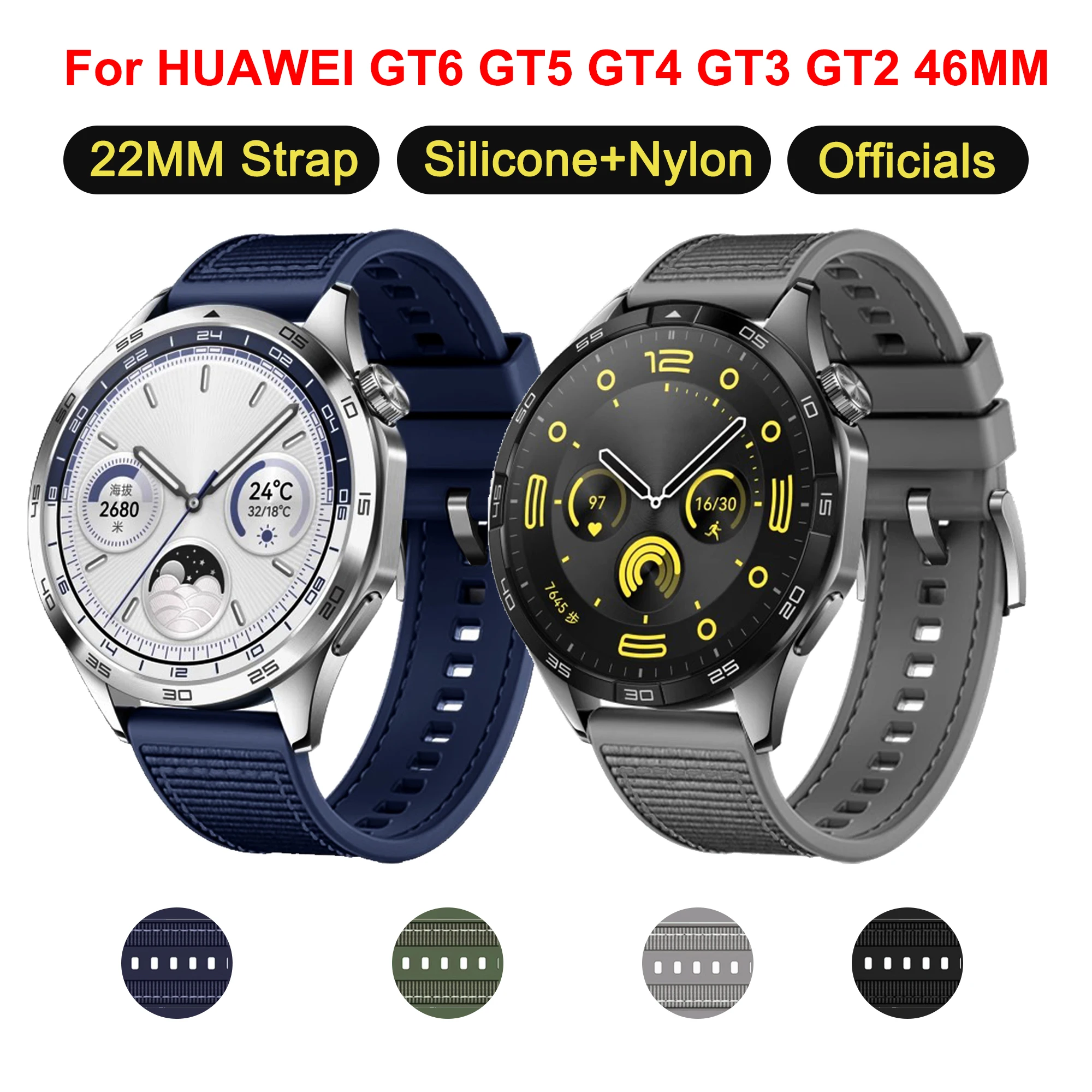 

22mm Woven Braid Official Strap For Huawei Watch GT4 Wristband for Huawei GT6 GT5 GT4 GT3 GT2 Pro 46MM Bracelet Watchband correa