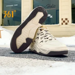 361 Degrees Men Skateboard Shoes Leather Retro Couple Warm High-top Design Soft Rebound Wear-resistant Male Sneakers 672446622A