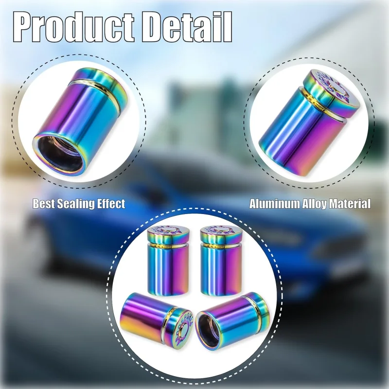 4PCS Tire Valve Stem Caps Anodized Aluminum Wheel Valve Covers Accessories Universal Cars SUVs Bikes Trucks And Motorcycles